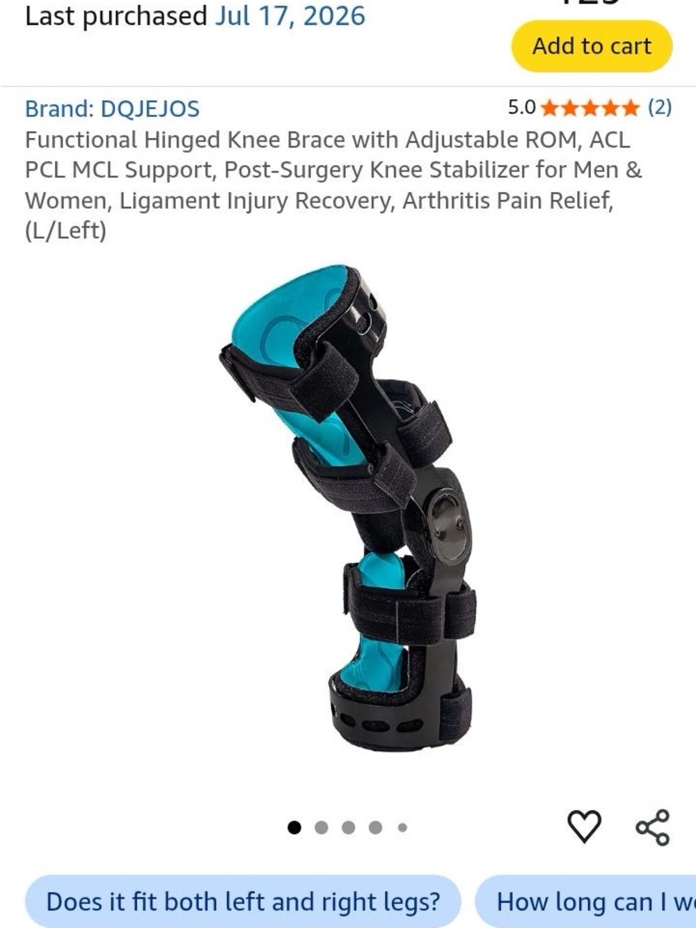 Hinged knee brace